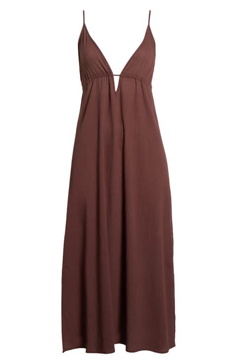 Crinkle Gauze Cover-Up Midi Dress