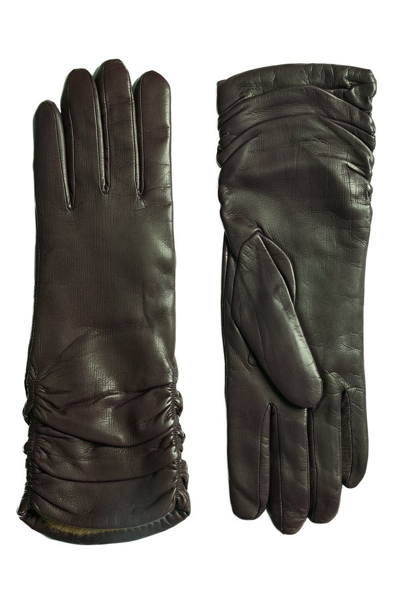 Paula Rowan Meggan Silk Lined Leather Gloves, Main, color, Forest Green
