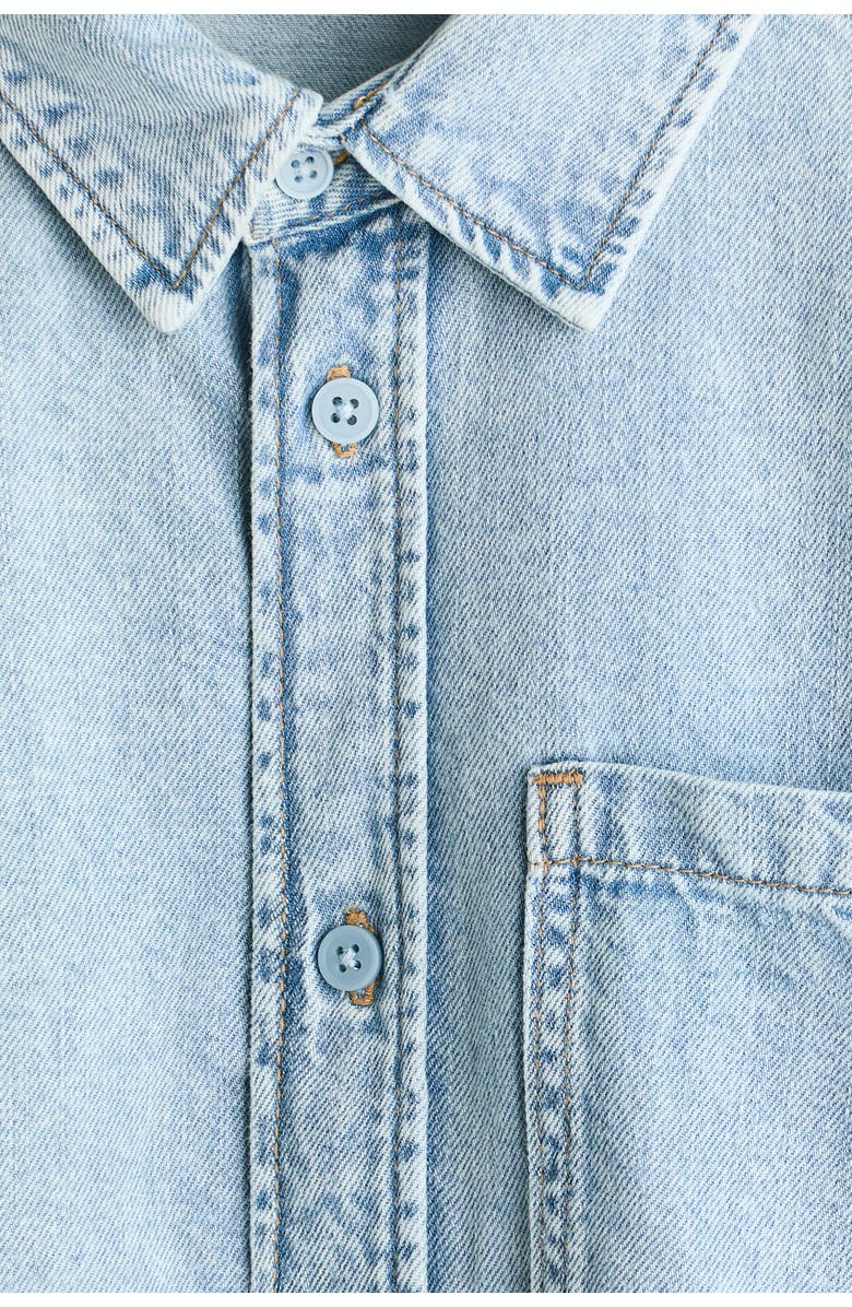 H&M Short-sleeved Denim Shirt, Alternate, color, Light Denim Blue