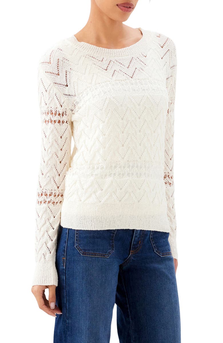 Karen Kane Open Stitch Sweater, Alternate, color, Cream
