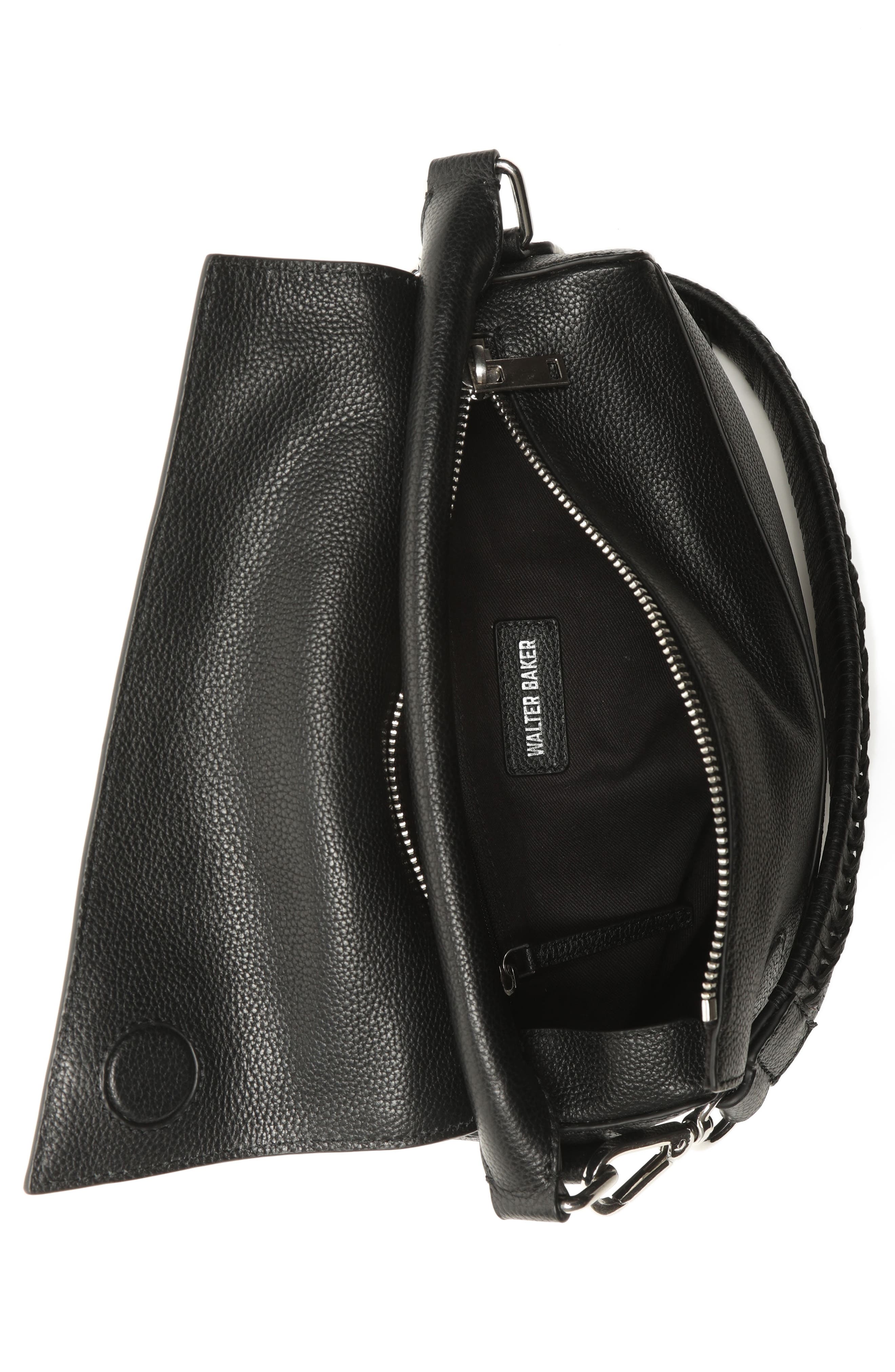 Walter Baker Jagger Leather Crossbody Bag, Alternate, color, Black