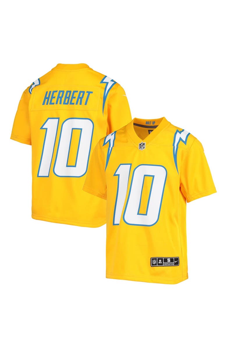 Nike Youth Nike Justin Herbert Gold Los Angeles Chargers Inverted Team Game Jersey, Main, color, Gold