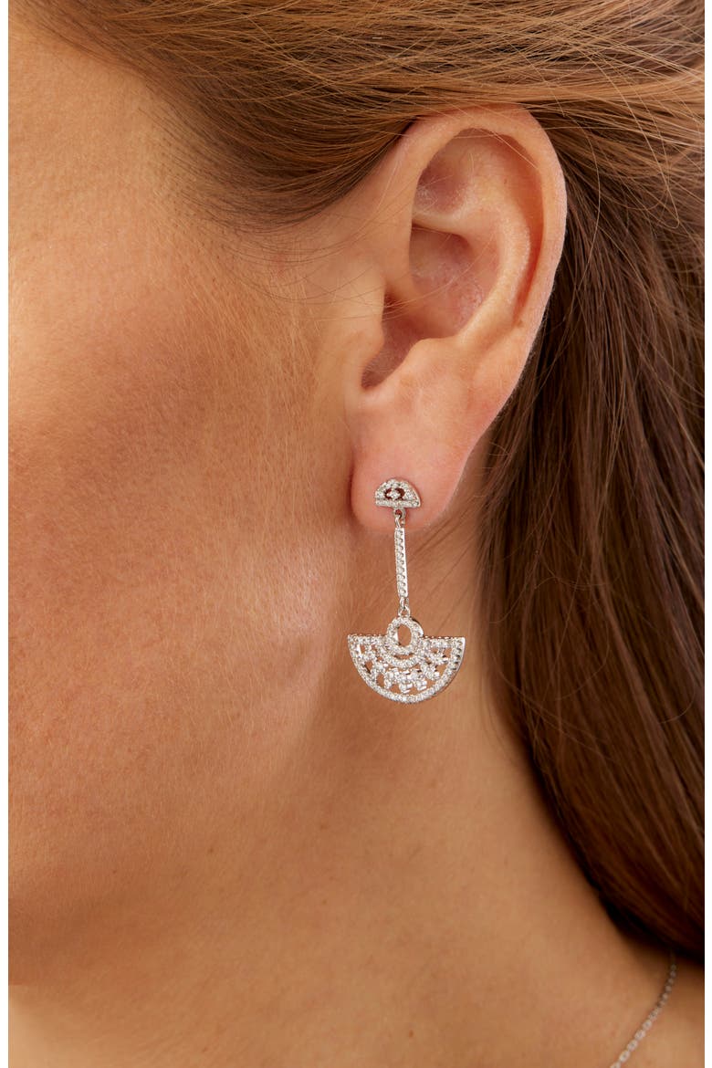Art Deco Cubic Zirconia Drop Earrings, Alternate, color, WHITE