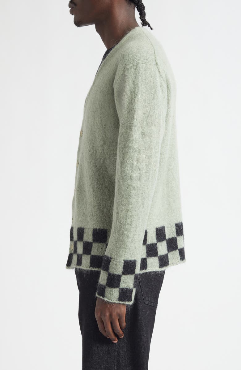 Second Layer Chevy Mohair V-Neck Cardigan, Alternate, color, Green/ Black