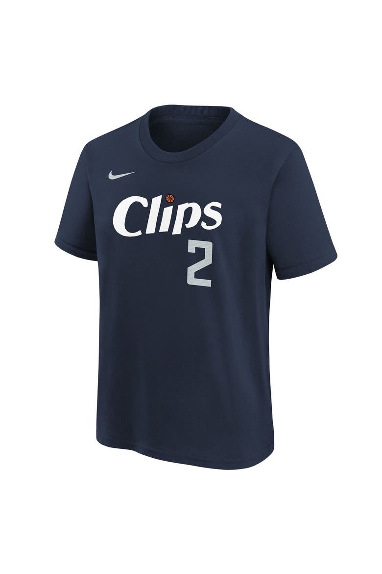 Youth Nike Kawhi Leonard Navy LA Clippers 2023/24 City Edition Name & Number T-Shirt, Alternate, color, Navy
