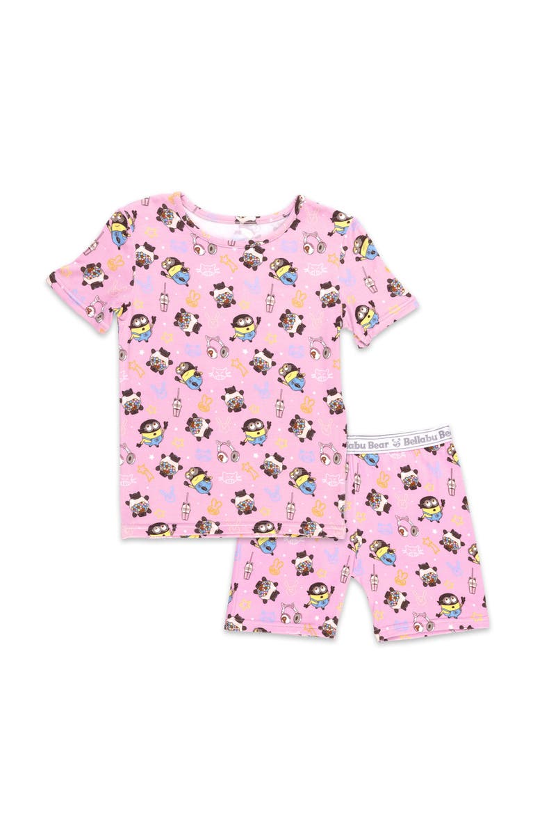 Bellabu Bear Minions Popping Kids 2-Piece Short Sleeve & Shorts Pajama Set, Main, color, Minions Popping