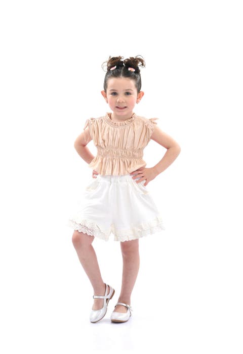 Beige Ruffle Bow Outfit Set