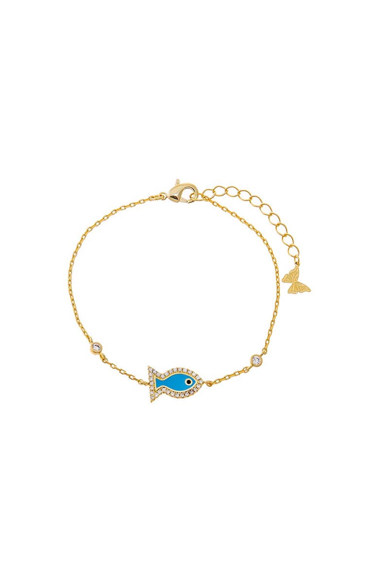 BY ADINA EDEN Colored Stone Fish Outline Bracelet, Main, color, Turquoise