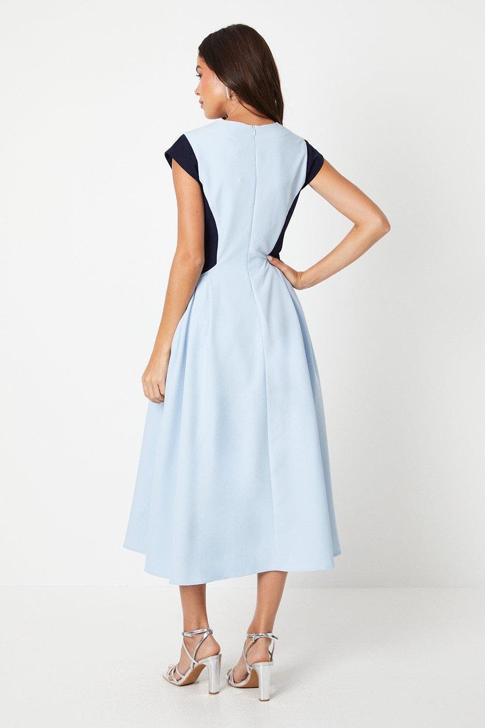 Crepe Color Block Midi Dress - image 4