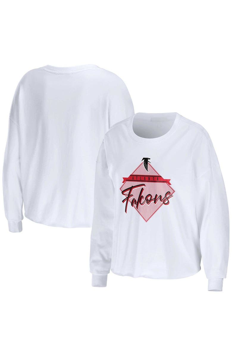 WEAR by Erin Andrews Women's WEAR by Erin Andrews White Atlanta Falcons Domestic Cropped Long Sleeve T-Shirt, Main, color, White