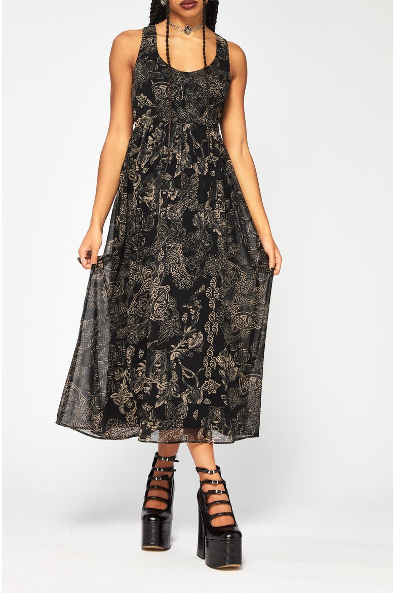 Surge Celtic Print Cami Midaxi Dress, Main, color, Black
