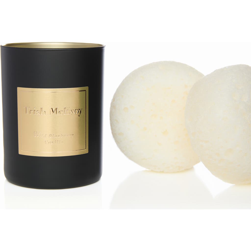 Trish Mcevoy Sexy No. 9 Blackberry & Vanilla Fragrance Essentials Body Sponge & Candle Set $127 Valu In Transparent
