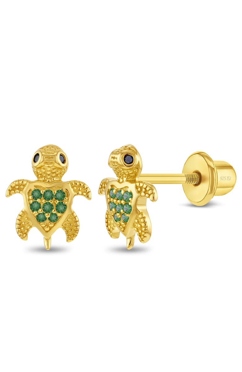 In Season Jewelry Sparkling Turtle Plated Earrings, Main, color, Green