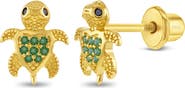In Season Jewelry Sparkling Turtle Plated Earrings