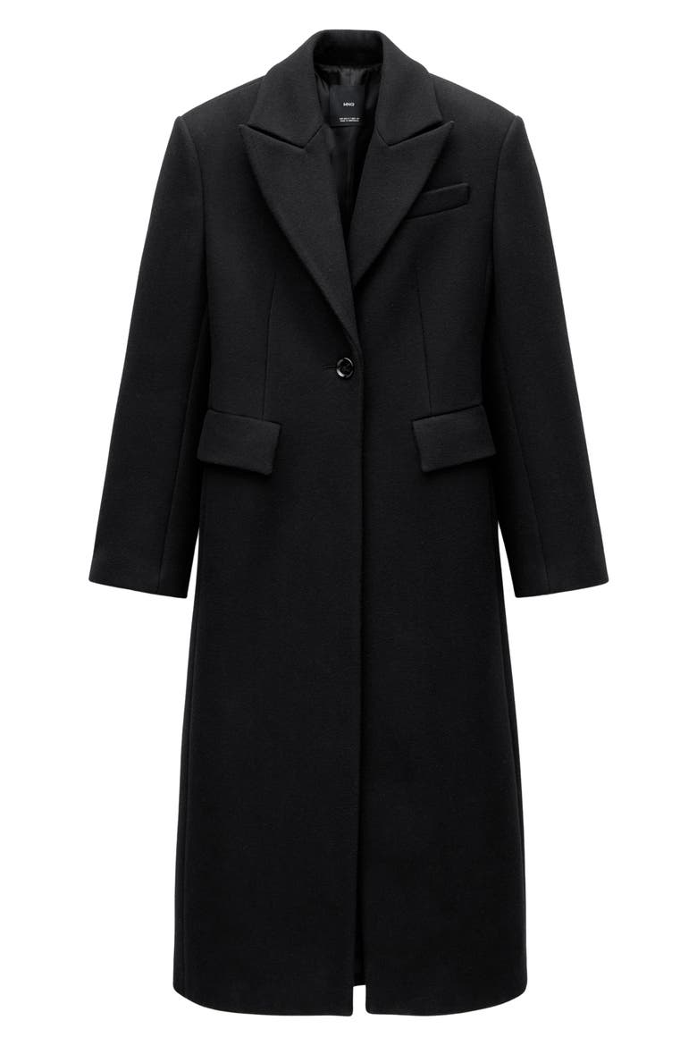 Structured Wool Blend Coat, Alternate, color, BLACK