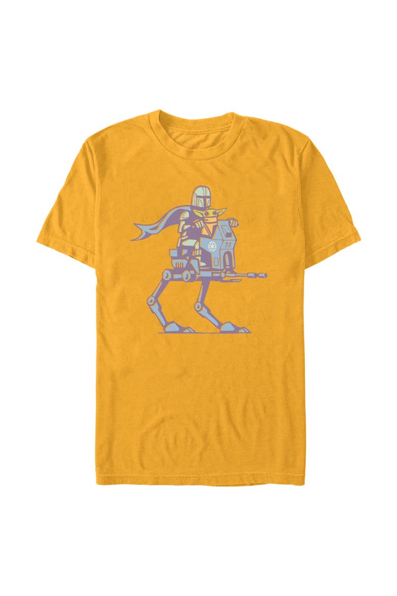 Mens Star Wars The Mandalorian and Grogu Robot Mando And The Child T Shirt, Main, color, Gold