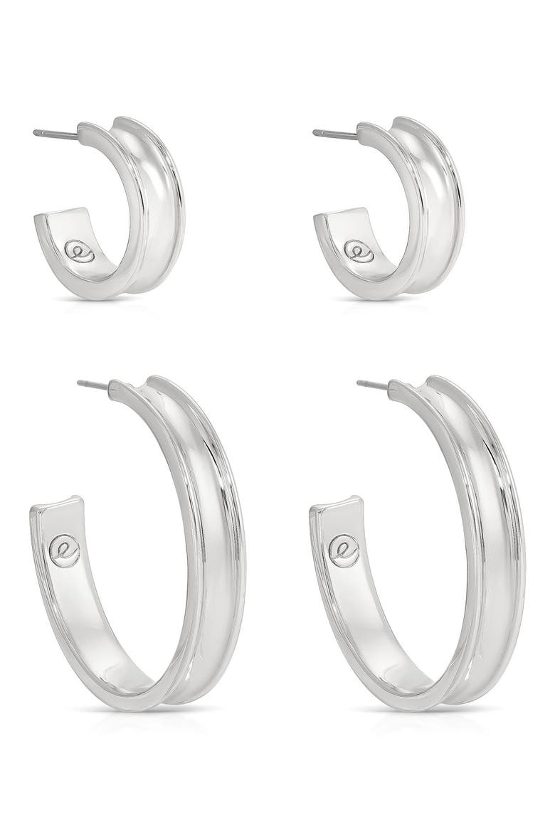 Groove Set of 2 Hoop Earrings, Alternate, color, SILVER