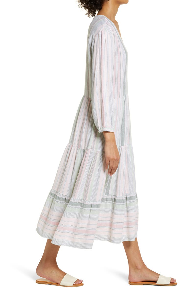 Caslon<sup>®</sup> Long Sleeve Tiered Midi Dress, Alternate, color, 