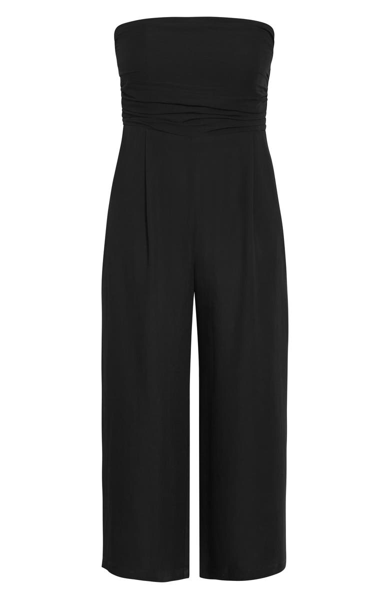 City Chic Jessa Strapless Jumpsuit, Alternate, color, Black