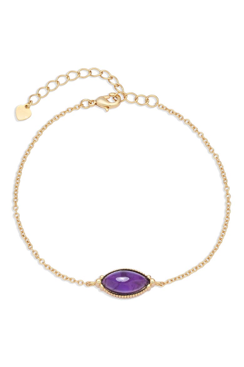 Fiona 14k Gold Plated Stone Bracelet, Main, color, PURPLE