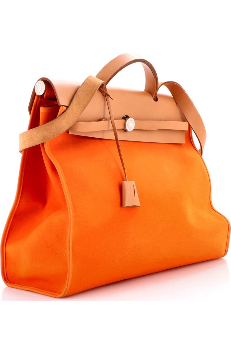 Pre-Owned Hermes Herbag Zip Leather and Toile 39, Alternate, color, Feu