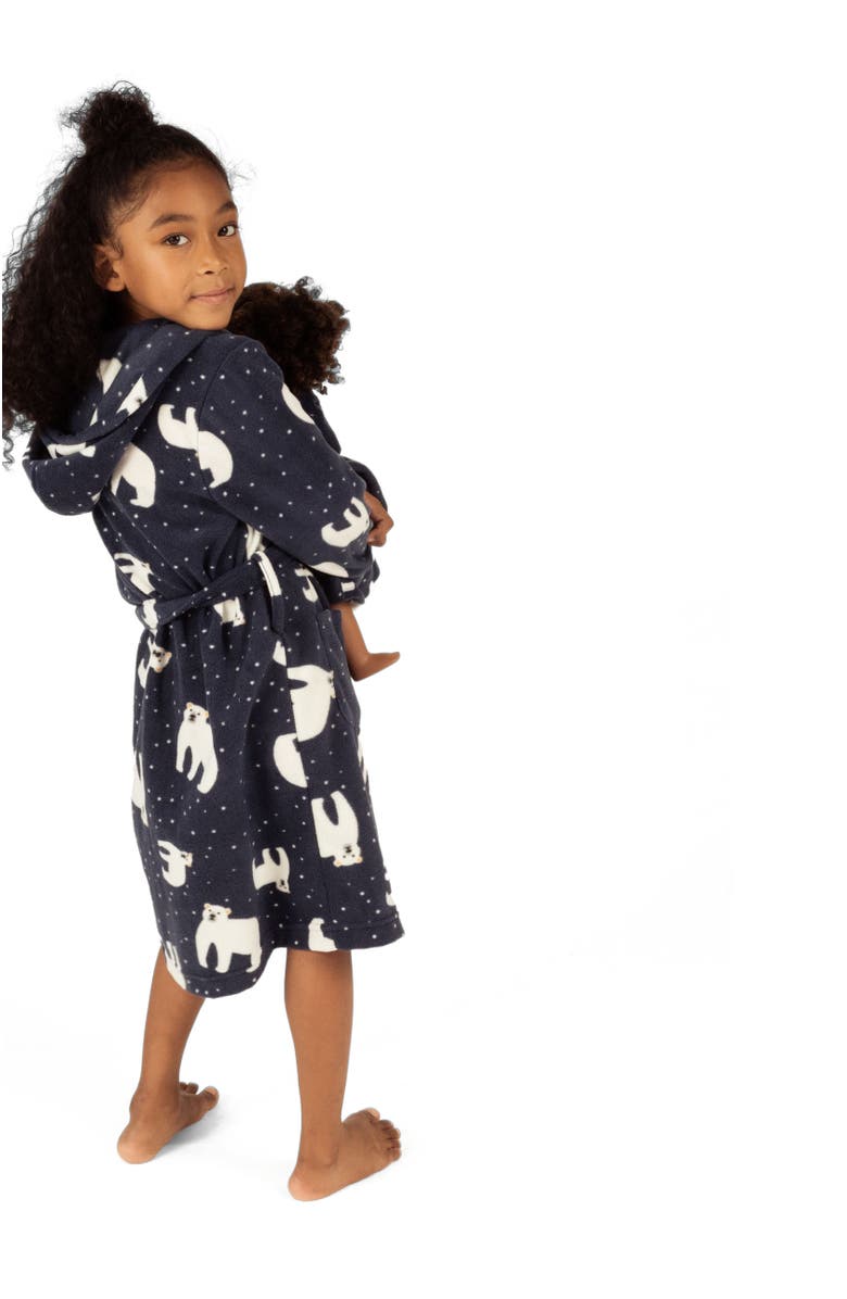 Leveret Girls Fleece Hooded Robe with Matching Doll Robe, Alternate, color, Polar Bear