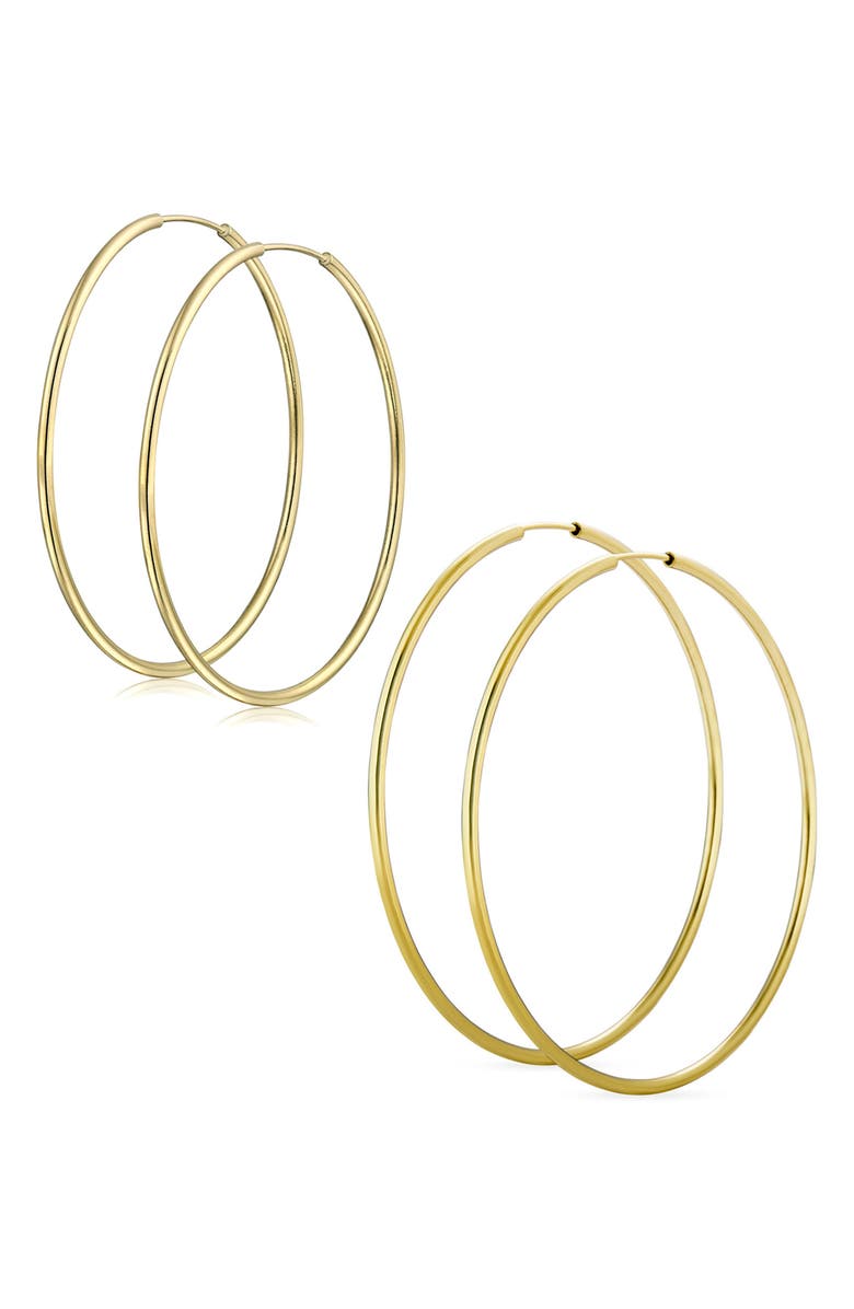BLING JEWELRY Set of 2 Minimalist Hoop Earrings, Main, color, 
