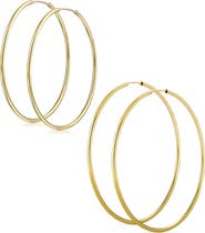 BLING JEWELRY Set of 2 Minimalist Hoop Earrings