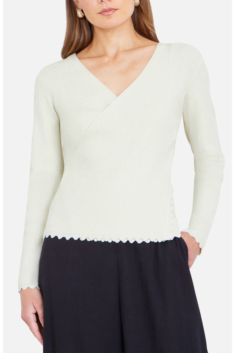 Metallic Thread Rib Wrap Knitted Top, Alternate, color, Ivory