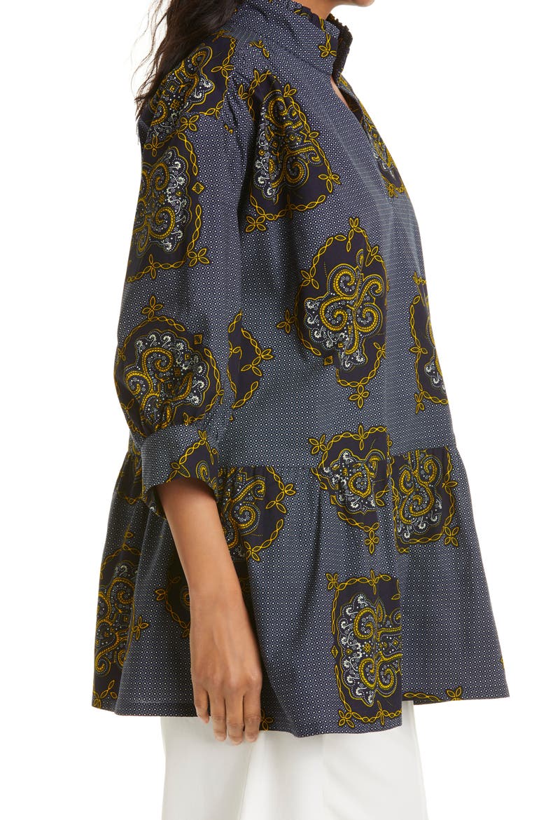 Curator Mix Print Cotton Tunic (Nordstrom Exclusive), Alternate, color, BACK OF TORTOISE