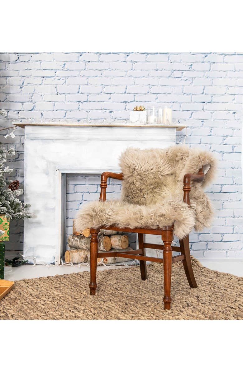 NATURAL Milan Genuine Sheepskin Shearling Throw 24" x 36" - Vole, Alternate, color, Vole