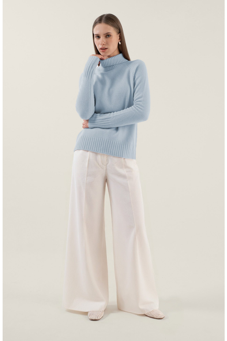 Emma Cashmere Relaxed Turtleneck Sweater, Main, color, Light Blue