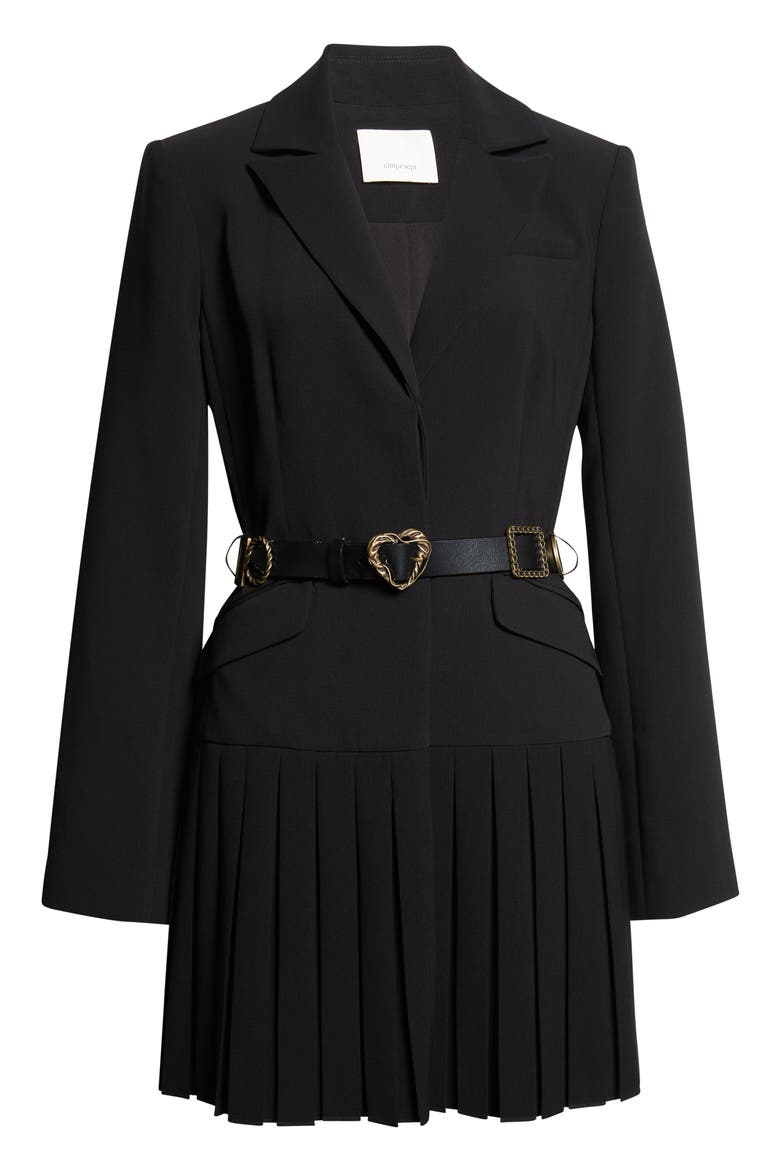 Saule Belted Blazer Minidress, Alternate, color, BLACK
