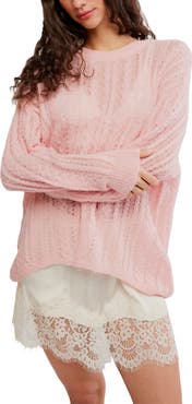 Free People Sheer Luck Cable Knit Sweater
