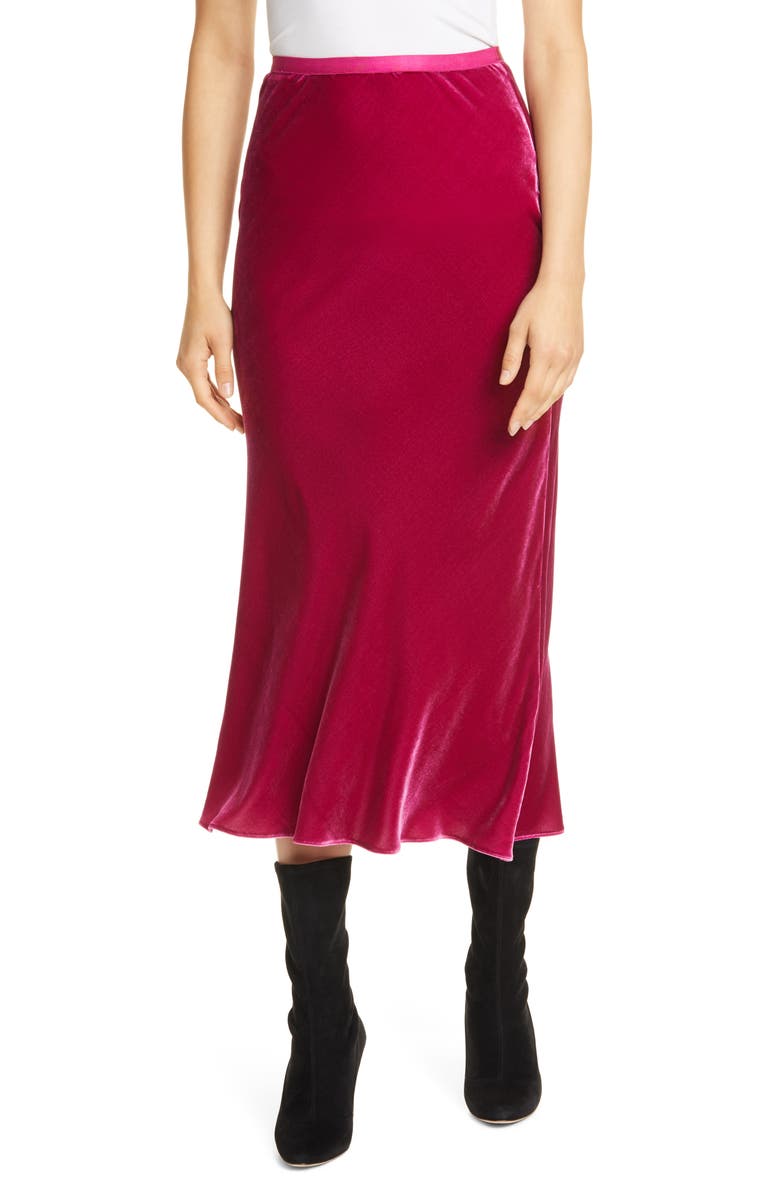 Polo Ralph Lauren Bias Cut Silk Velvet Skirt, Main, color,