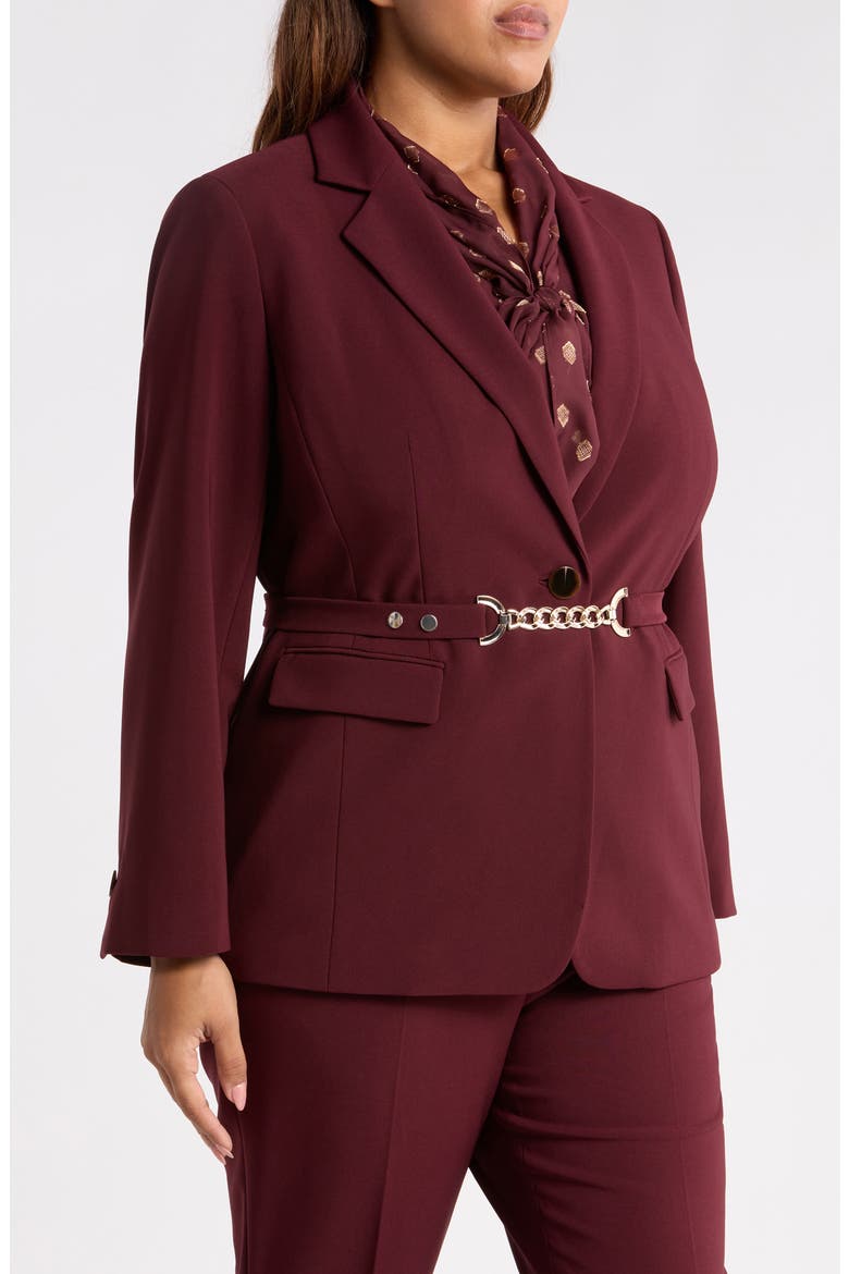 One-Button Notch Collar Blazer, Alternate, color, BAROLO