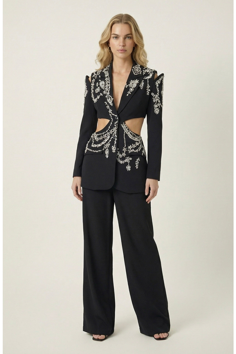 Embellished Cutout Blazer, Main, color, Black