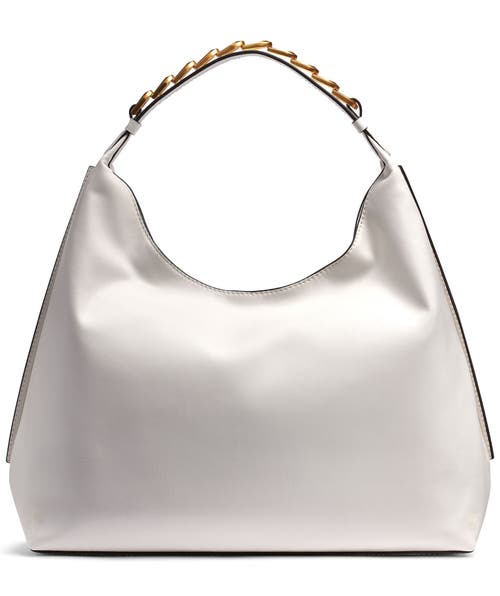 Donna Karan Bellmore Bezeled Hobo In Brilliant White