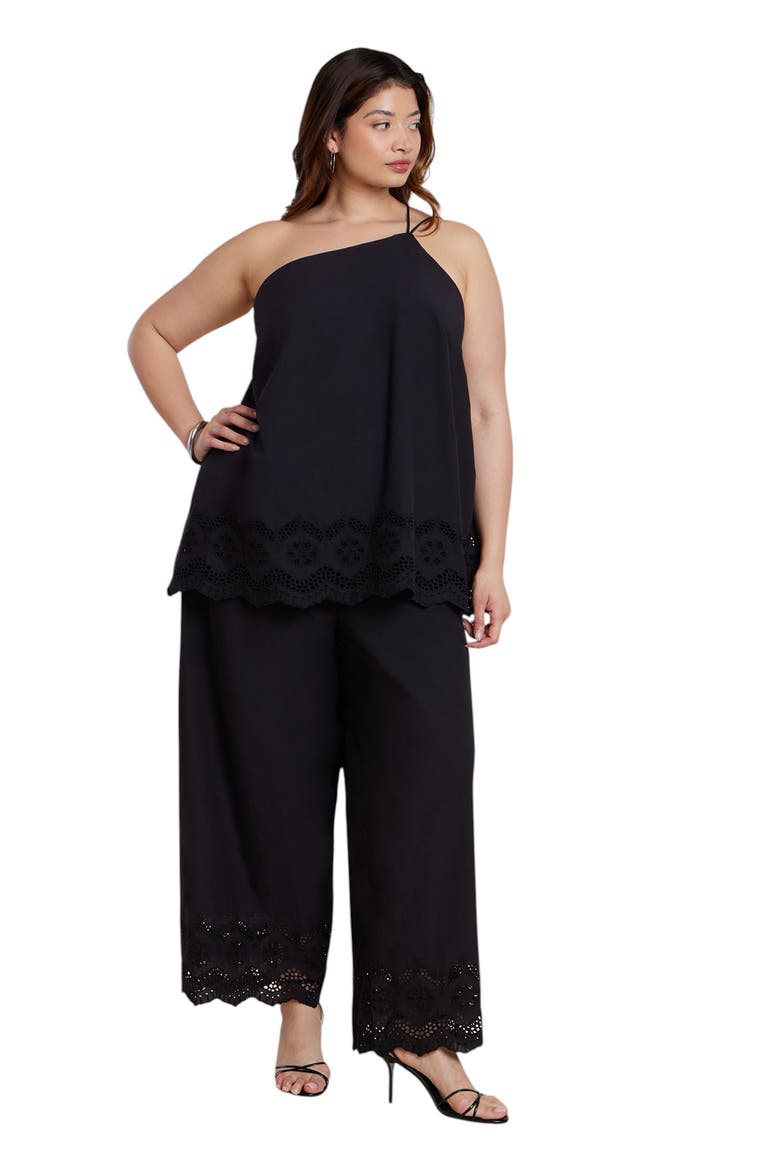 Embroidered Eyelet Pant, Alternate, color, BLACK ONYX