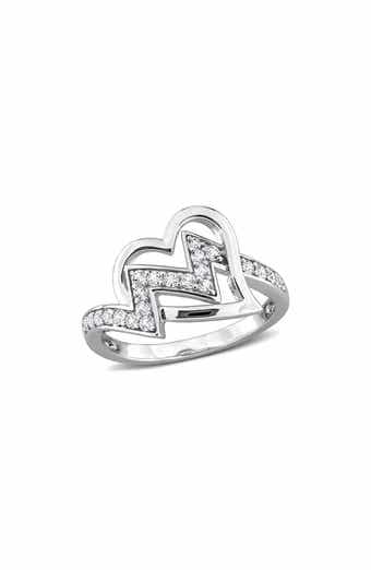 Sterling Silver Created White Sapphire Double Heart Ring