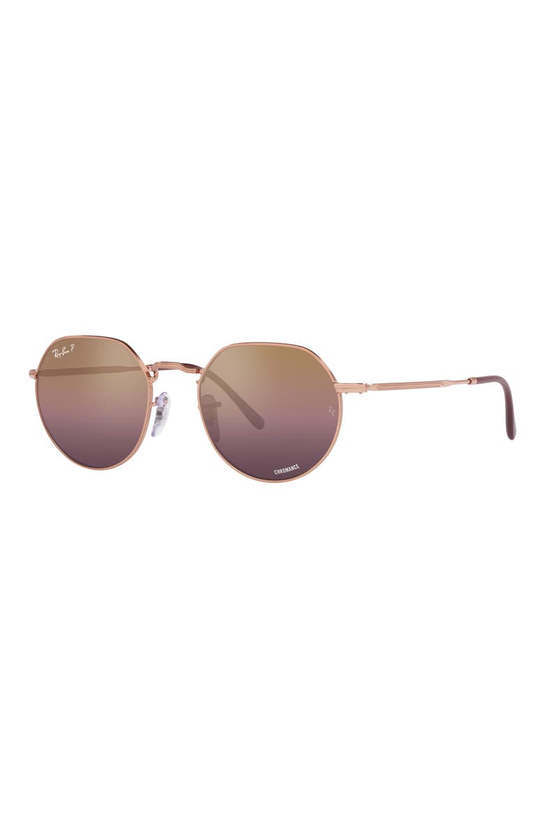 Jack 51mm Gradient Polarized Irregular Sunglasses, Alternate, color, ROSE GOLD