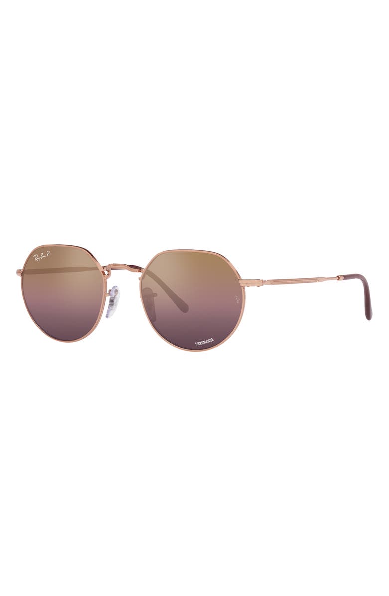 Ray-Ban Jack 51mm Gradient Polarized Irregular Sunglasses, Alternate, color, Rose Gold