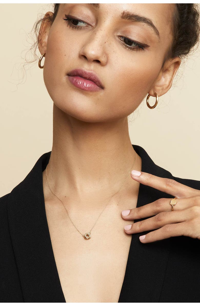 Oradina 14K Gold Kiss Me Pendant Necklace, Alternate, color, White Gold