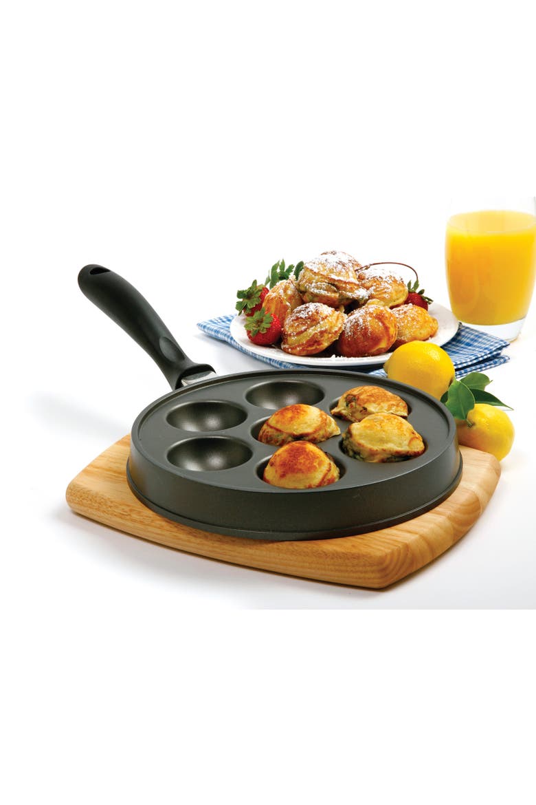 Stuffed Aebleskiver Pancake Pan with 2.25-Inch Cavities, Alternate, color, Black