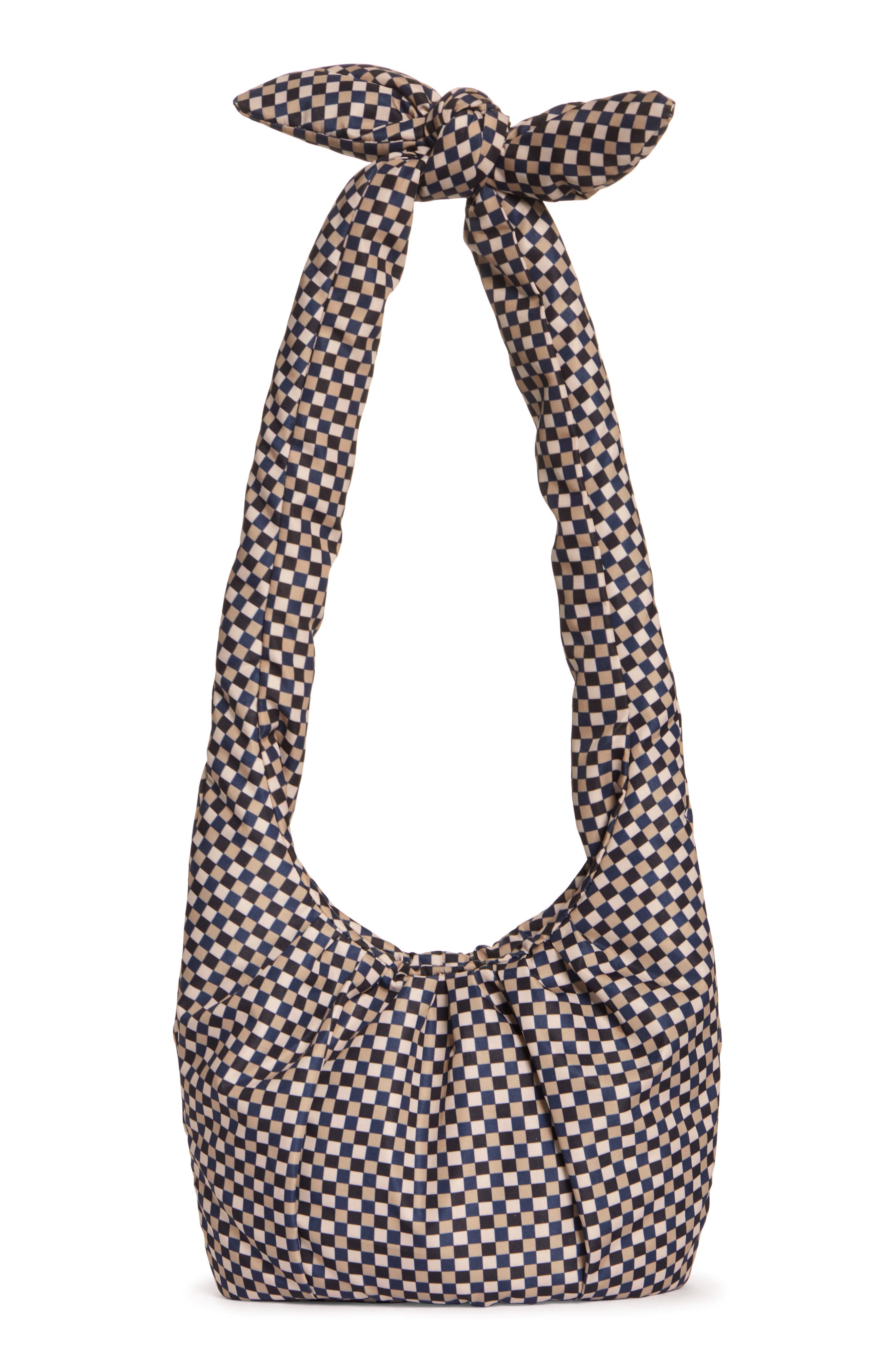 Ganni Mini Check Padded Hobo Bag, Alternate, color, 