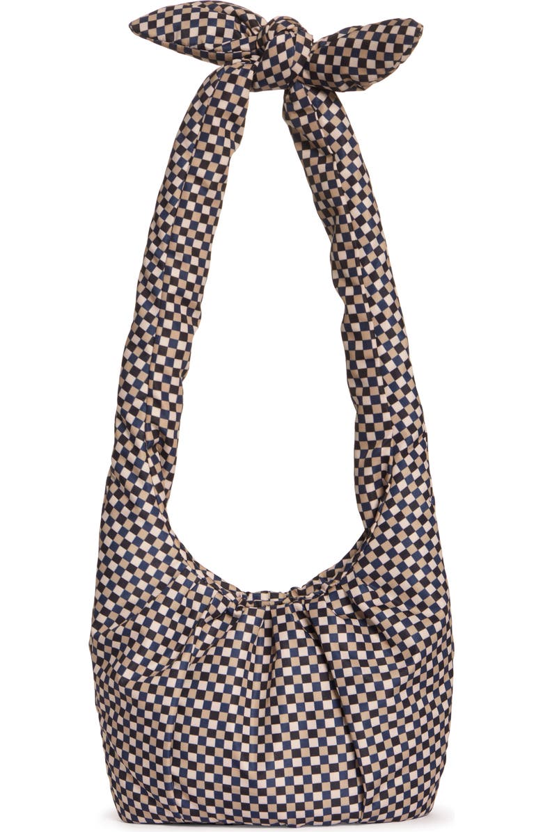 Ganni Mini Check Padded Hobo Bag, Alternate, color,