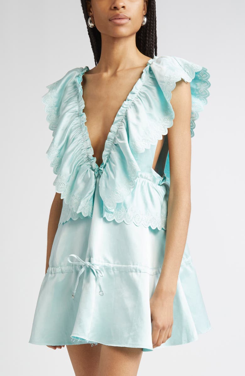 Coperni Twisted Princess Satin Minidress, Alternate, color, Green