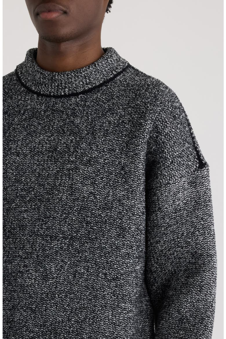 La Maille Curvo Oversize Mock Neck Sweater, Alternate, color, MULTI-WHITE