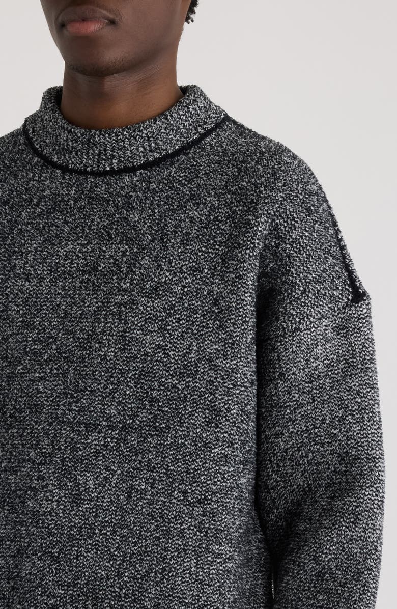 Jacquemus La Maille Curvo Oversize Mock Neck Sweater, Alternate, color, Multi-White