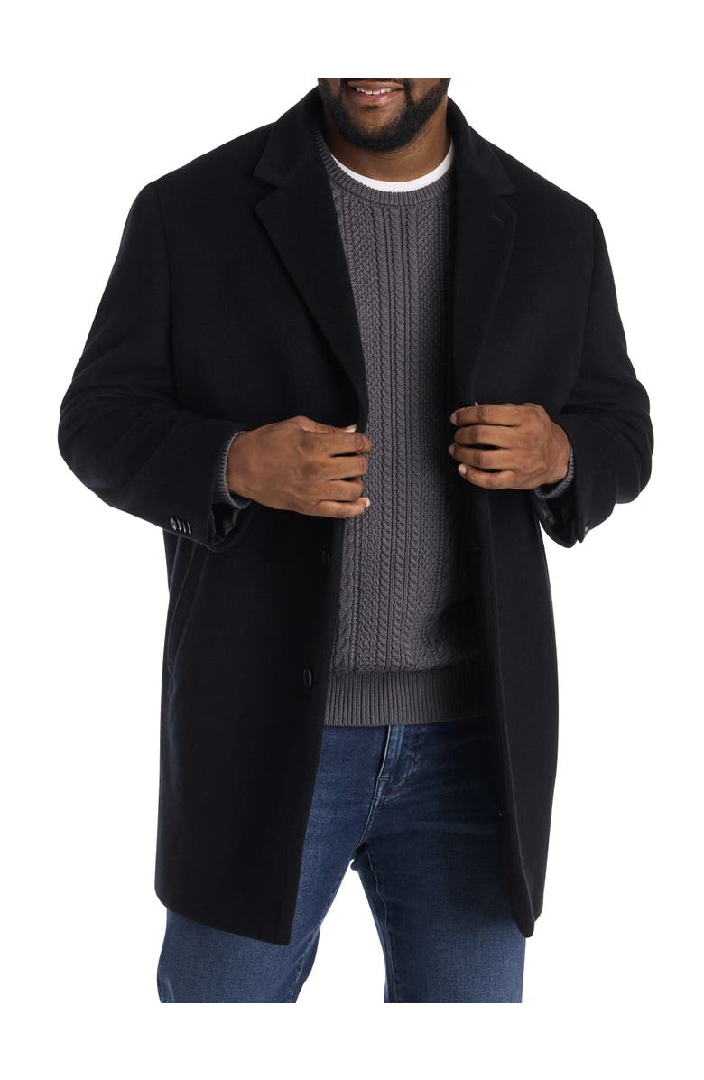 Michael Kors Big & Tall Overcoat, Main, color, Black